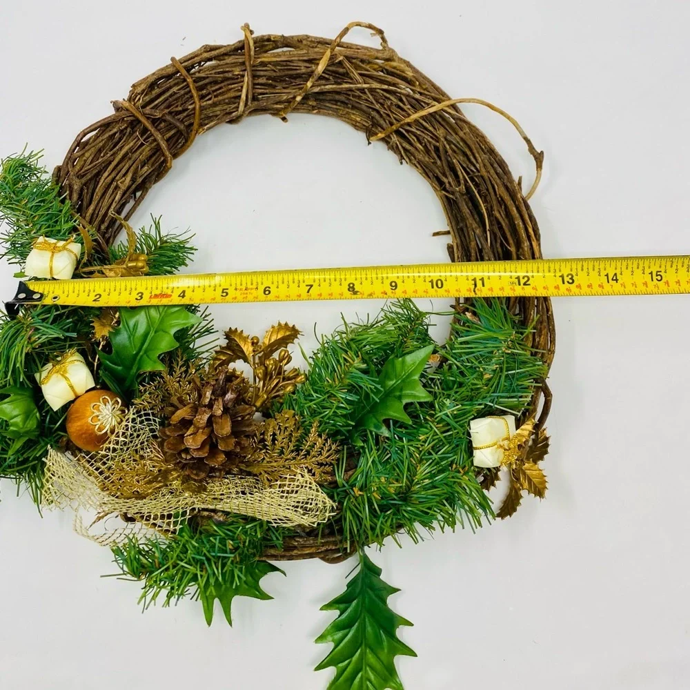Rustic Holiday Wreath with Greenery and Pinecones